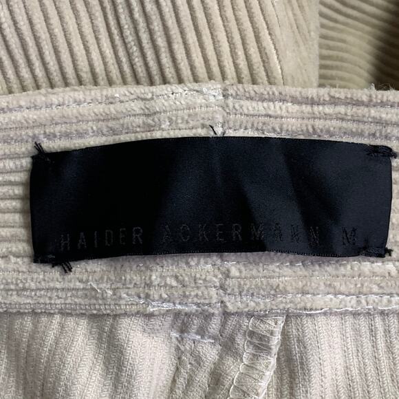 HAIDER ACKERMANN Size M Khaki Corduroy Cotton Blend Cropped Casual Pants - Picture 6 of 9